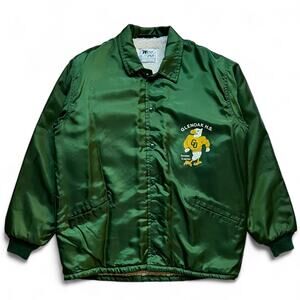Vintage Green Sherpa Lined Coaches Jacket Golden Eagles Glen Oak HS Athletic L